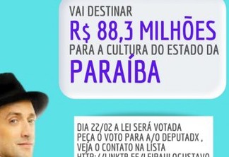 Perfil monitora posição de deputados paraibanos sobre 'Lei Paulo Gustavo', que destina recursos ao setor Cultural