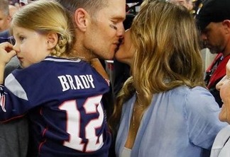Gisele Bündchen comemora com Tom Brady após vitória no Super Bowl