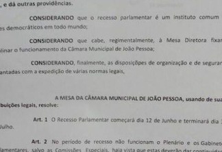Câmara Municipal de João Pessoa aprova recesso e só voltará aos trabalhos em agosto
