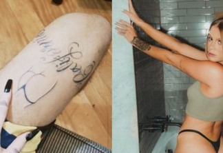 Cantor Vitão tatua bumbum da namorada Luisa Sonza em sua coxa
