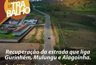 LUTA ANTIGA: Bosco Carneiro consegue recuperação da estrada que liga Gurinhém, Mulungu e Alagoinha