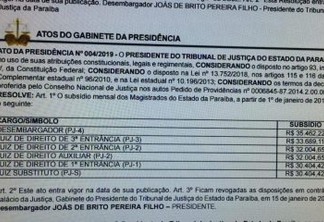 Diário da Justiça traz reajuste para juízes e desembargadores na Paraíba