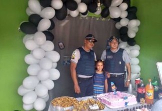SONHO: Garota de 9 anos escolhe Polícia Militar como tema de festa de aniversário
