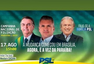 PSL pretende ultrapassar PT em número de filiados na Paraíba, diz Julian Lemos