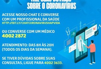 Hapvida amplia serviços de chat e telefônico para dúvidas sobre coronavírus