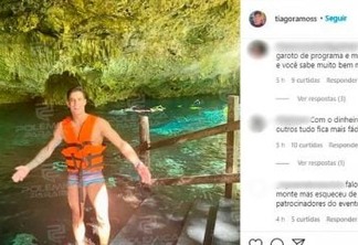 Paraibano Tiago Ramos rebate seguidor que o chamou de ‘michê de gente rica’ no Instagram: "você precisa ser internado"
