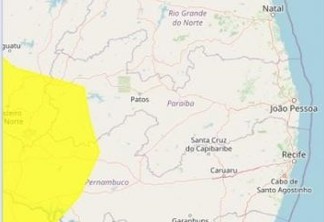 Inmet emite alerta amarelo de chuvas intensas para 31 cidades da Paraíba