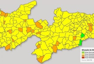 COVID-19: 18ª avaliação aponta 198 cidades paraibanas classificadas como bandeira amarela no Plano Novo Normal
