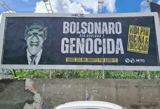 Na Paraíba, outdoors contra Bolsonaro e Moro acusam governo de genocídio e corrupção