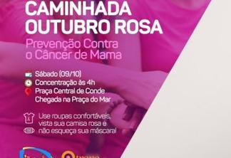 "Outubro Rosa": Prefeitura de Conde realiza caminhada de conscientização contra o câncer de mama, neste sábado
