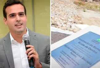 Nome de Lucas Ribeiro não aparece em placa de inauguração de obra em CG; vice-prefeito, no entanto, minimiza "erro técnico": "Estou tranquilo"