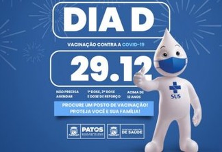 Dia D de vacinação contra Covid-19 acontece nesta quarta-feira (29) em Patos