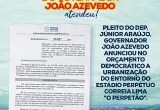 Urbanização do entorno do Perpetão em Cajazeiras é fruto da parceria entre Júnior Araújo e o governador João Azevêdo