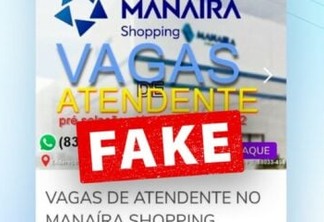 Manaira Shopping alerta sobre falso anúncio de vagas de emprego nas redes sociais