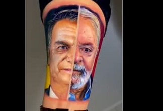 Homem faz tatuagem no braço com rostos de Bolsonaro e Lula: VEJA O VÍDEO