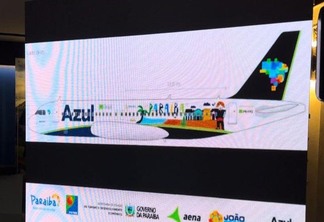 Azul terá avião temático com símbolos turísticos da Paraíba e destaque para o nome do estado