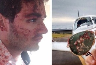 Urubu bate em avião do Armazém Paraíba e por pouco não causa tragédia; quatro pessoas ficaram feridas - VEJA VÍDEO