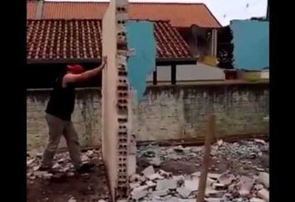 VEJA VÍDEO:  Vídeo que flagra muro caindo sobre pedreiro viraliza