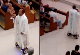VÍDEO - Padre recebe punição após celebrar missa em skate elétrico