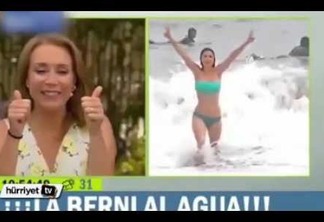Repórter chilena perde o biquíni em praia durante transmissão ao vivo - VEJA O V'IDEO