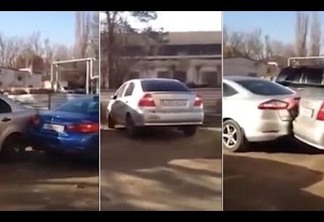 VEJA VÍDEO: Se beber não estacione! Foram 17 carros batidos enquanto tentava fazer uma baliza