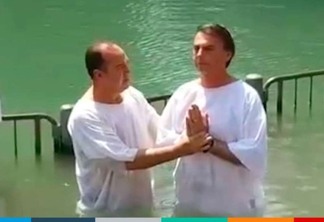 VEJA VÍDEO: Durante viagem de trabalho deputado Jair Bolsonaro aproveita para se batizar no Rio Jordão