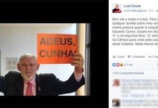 ADEUS, CUNHA! Luiz Couto canta vitória antes da votação de Eduardo Cunha