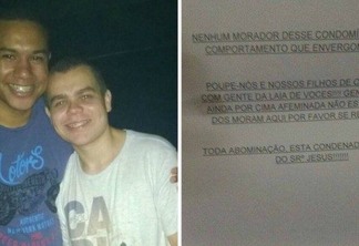 Novos em condomínio do RJ, casal gay é alvo de homofobia em carta de moradores: “Gente de cor e afeminada”