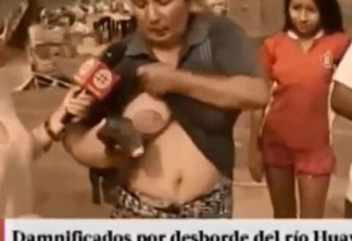 Mulher choca repórter ao amamentar porco, ao vivo, na televisão - VEJA VÍDEO
