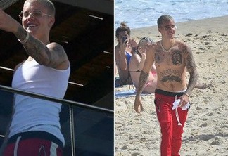 Justin Bieber aparece fazendo selfie em varanda de hotel e vai à praia
