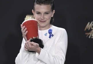 Millie Bobby Brown winner of the award for best actor in a show for "Stranger Things" at the MTV Movie and TV Awards at the Shrine Auditorium on Sunday, May 7, 2017, in Los Angeles. (Photo by Chris Pizzello/Invision/AP)