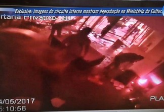 VEJA VÍDEO: Circuito interno de segurança mostra depredação no prédio do Ministério da Cultura
