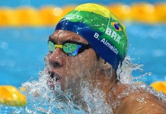 Brazil's Brandonn Almeida competes in a heat of the men's 400m individual medley during the swimming competition at the 2017 FINA World Championships in Budapest, on July 30, 2017.  / AFP PHOTO / FRANCOIS XAVIER MARIT