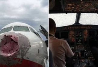 Chuva de granizo destrói vidro e bico de avião; piloto foi obrigado a pousar com 'zero visibilidade'