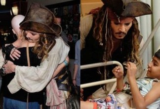 Johnny Depp visita crianças em hospital vestido de pirata