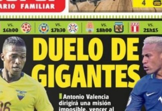 Jornal chama Brasil x Equador de ‘duelo de gigantes’ e crê em vitória equatoriana