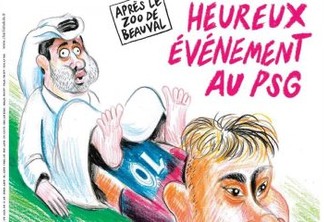 Jornal francês faz sátira com xeique "parindo" Neymar