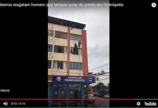 Bombeiros resgatam homem que tentava pular de prédio - VEJA VÍDEO