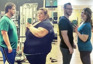 Antes e depois! Casal posta foto junto para mostrar que perdeu 180kg