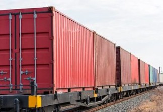 Wagon of freight train with containers