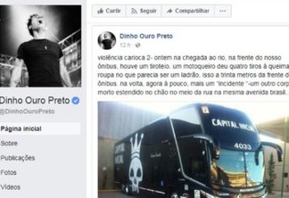 Em rede social, Dinho Ouro Preto relata assalto à sua equipe na Av. Brasil