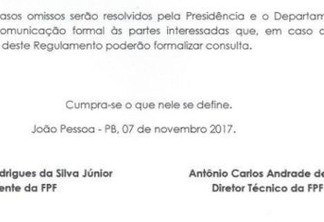 FPF adia decisão sobre polêmica do regulamento do Paraibano 2018