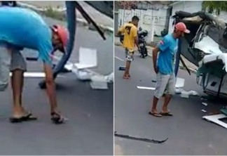 VEJA VÍDEO: homem é flagrado furtando celular após acidente no Centro de João Pessoa
