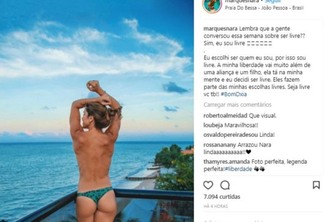 Blogueira paraibana Nara Marques faz topless e desabafa no Instagram