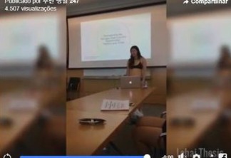 VEJA VÍDEO: Após comentário machista, universitária tira a roupa durante apresentação de trabalho