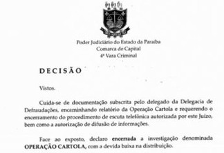 Justiça quebra sigilo de escutas telefônicas para investigados da Operação Cartola