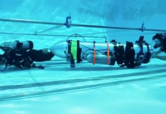 A device by Elon Musk's SpaceX and The Boring Company, designed to help rescue the remaining members of a soccer team trapped in a flooded cave in Chiang Rai, Thailand, is being tested in a swimming pool in Los Angeles, California, U.S., in this still image taken from an undated video obtained from social media. MANDATORY CREDIT.  Twitter @elonmusk/via REUTERS THIS IMAGE HAS BEEN SUPPLIED BY A THIRD PARTY. NO RESALES. NO ARCHIVES MANDATORY CREDIT.     TPX IMAGES OF THE DAY