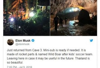 Elon Musk leva 'minissubmarino' a caverna na Tailândia