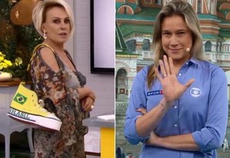 VEJA VÍDEO: Ana Maria Braga aparece com sapatão e Fernanda Gentil faz comentário ao vivo
