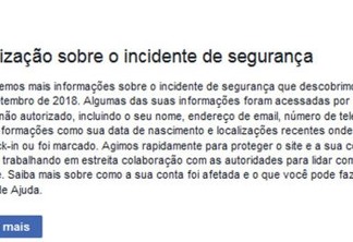 Facebook começa a avisar brasileiros que tiveram dados roubados
